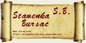 Stamenka Bursać vizit kartica